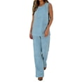 thumbnail image 1 of Stamzod Two Piece Set for Women Summer Sleeveless Wide Leg Pants Sets Spring Travel Cruise Outfits Beach Vacation Clothes Light Blue D S, 1 of 9