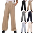 thumbnail image 1 of Stamzod Uniform Pants for Girls Fashion Striped High Waisted Wide Leg Dress Pants Casual formal Straight Leg Trousers with Pockets 11-12Years, 1 of 10