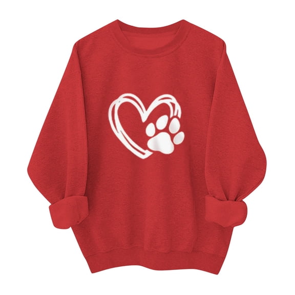 Stamzod Valentines Cute Sweatshirts for Women Trendy Fashion Lover Heart Long Sleeve Shirts Loose Casual Crewneck Sweatshirt Womens Fall Clothes Red C XL