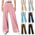 thumbnail image 1 of Stamzod Wide Leg Pants for Women Solid Color Elastic Waist Baggy Sweatpants Men Casual Straight Sweat Pants with Pockets Khaki-4 XXL, 1 of 9