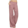 thumbnail image 1 of Stamzod Wide Leg Pants for Women Summer High Waisted Baggy Sweatpants Casual Beach Vacation Outfits Womens Trousers with Pocket Pink-1 XL, 1 of 6