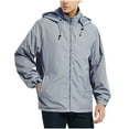 thumbnail image 1 of Stamzod Wind Breaker Jackets Mens Outdoor Athletic Waterproof Rain Coat with Hood Casual Solid Color Long Sleeve Rain Jacket for Travel Hiking Cycling Dark Gray XL, 1 of 6