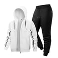 thumbnail image 1 of Stamzod Winter 2 Piece Set for Men Solid Color Long Sleeve Zip Up Hoodie Jacket and Joggers Set Casual Oversized Thicked Warm Fleece Track Suits Mens Activewear White M, 1 of 6