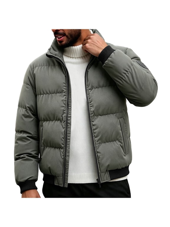 Winter Coats for Men Casual Thicked Warm Puffer Jacket Full Zip Quilted Jackets with Pocket