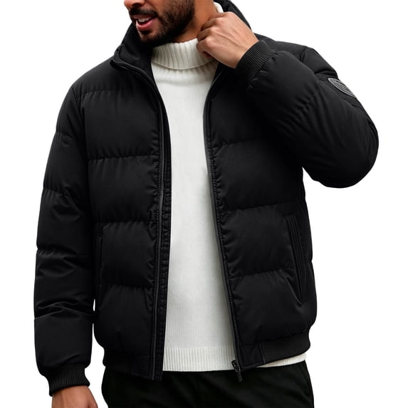 Stamzod Winter Coats for Men Casual Thicked Warm Puffer Jacket Full Zip Quilted Jackets with Pocket