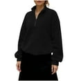 thumbnail image 1 of Stamzod Winter Fleece Quarter Zip Women Sweatshirt Long Sleeve Pullover Tops Casual Warm Sweatshirts for Women 2025 Black M, 1 of 8