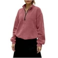 thumbnail image 1 of Stamzod Winter Fleece Quarter Zip Women Sweatshirt Long Sleeve Pullover Tops Casual Warm Sweatshirts for Women 2025 Pink XL, 1 of 8