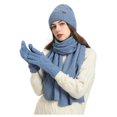 thumbnail image 1 of Stamzod Winter Hat Scarf Gloves for Unisex Adult, Warm Fleece Knit Hats Touch Screen Gloves Neck Scarf Set for Cold Weather Blue E Free Size, 1 of 5