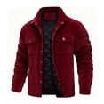 thumbnail image 1 of Stamzod Winter Jackets for Men Long Sleeve Casual Corduroy Jacket Men Thicked Warm Oversized Trucker Jacket with Pocket Wine C XXXL, 1 of 3