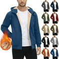 thumbnail image 1 of Stamzod Winter Jackets for Men Solid Color Long Sleeve Hooded Fleece Jacket with Pocker Thicked Warm Casual Zip Up Hoodies for Men Black B S, 1 of 9