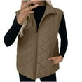thumbnail image 1 of Stamzod Winter Puffer Vest Women Trendy Fashion Solid Color Warm Vests with Pocket Sleeveless Down Jacket Women Outerwear Khaki B M, 1 of 9