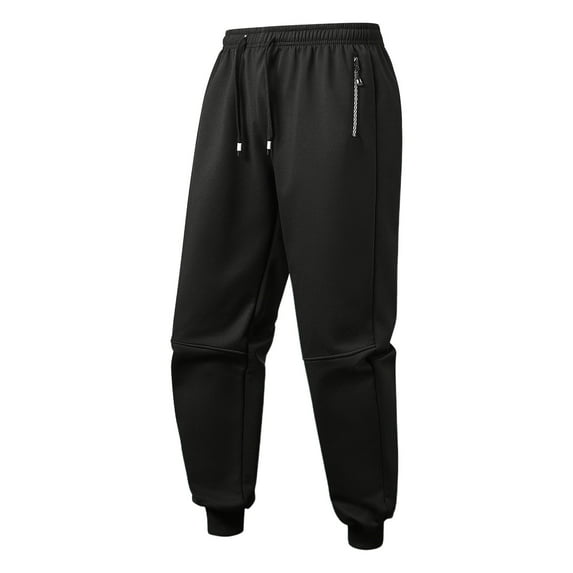 Stamzod Winter Sweatpants for Men Solid Color Thicked Warm Fleece Pants Mens Joggers with Pockets Black-2 S