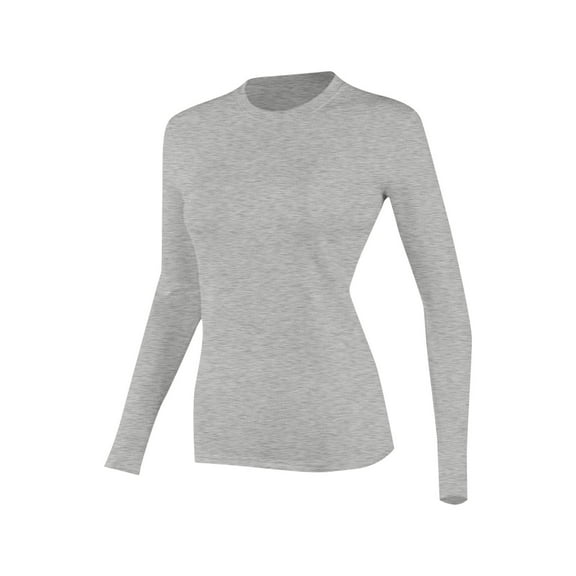 Stamzod Winter Thermal Shirts for Women Soild Color Round-Neck Long Sleeve Pullover Tops Casual Slim Fit Stretch Thermal Underwear for Women Gray C S