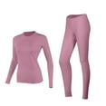 thumbnail image 1 of Stamzod Winter Thermals for Women Soild Color Slim Fit Stretch Thermal Shirts and Long Johns Set Thermal Underwear 2 Piece Sets for Women Pink S, 1 of 3