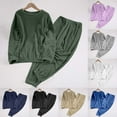 thumbnail image 1 of Stamzod Winter Thicked Warm Pajama Sets for Women 2 Piece Solid Color Crewneck Long Sleeve Tops and Pajama Pants Nightwear Casual Women's Pajamas Sleepwear Khaki F L, 1 of 6