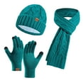 thumbnail image 1 of Stamzod Winter Warm Sets 3 Piece Knitted Scarf Touch Screen Gloves Hat for Men Or Women Cold Weather Green F Free Size, 1 of 2