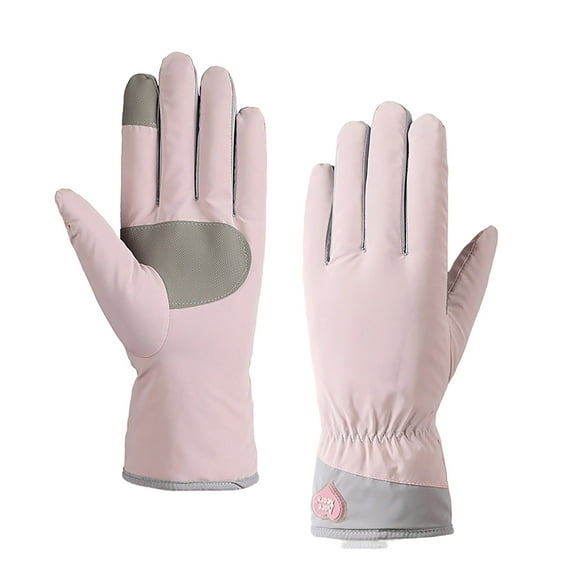 Stamzod Winter Waterproof Gloves Women Fleece Lined Touchscreen Gloves Thicked Warm Cold Weather Gloves for Cycling, Biking, Hiking Pink B Free Size