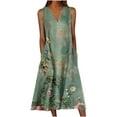 thumbnail image 1 of Stamzod Women Beach Fashion Floral Sundress Summer Sleeveless V-Neck Maxi Dress with Pocket Casual A-Line Oversized Dress for Women Green A XXL, 1 of 4