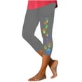 thumbnail image 1 of Stamzod Women Capris for Summer Graphic Printing High Waisted Yoga Leggings Casual Slim Fit Crop Pants for Women on Clearance Gray L, 1 of 4