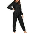 thumbnail image 1 of Stamzod Women Long Sleeve Hooded with Pocket Jumpsuit Pajamas Casual Winter Warm Rompe Sleepwear Black C L, 1 of 8
