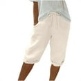 thumbnail image 1 of Stamzod Women's Capri Sweatpants, Cozy Wide Legs Cropped Capri with Pockets, Solid Color Plus Size Lounge Jogger Pants Beige M, 1 of 7