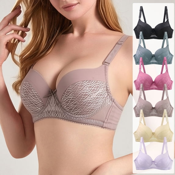 Stamzod Women's Bras Wireless Push Up Bra Underwire Everyday Bras Lace Bralettes for Women