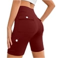 thumbnail image 1 of Stamzod Women's Cargo Biker Shorts High Waist Yoga Workout Gym Running Spandex Shorts with Pockets Wine L, 1 of 7