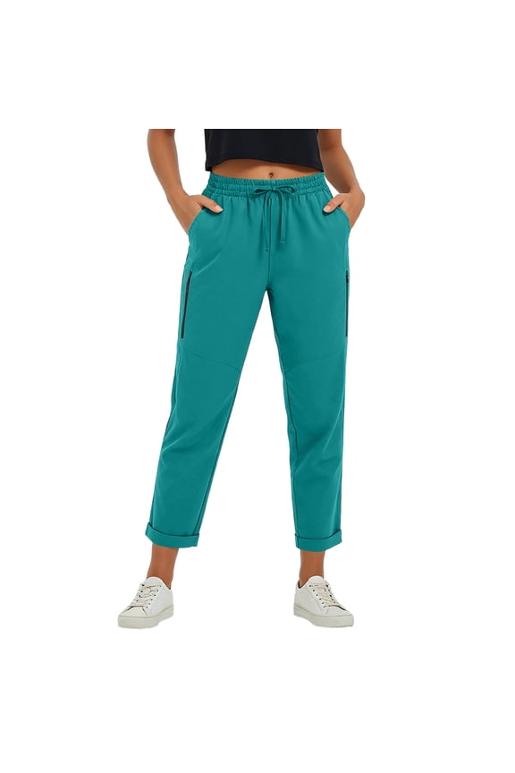 Women's Cargo Pants Lightweight Cropped Hiking Pants Fishing Camping Travel Work Pant with Pocket Mint Green M