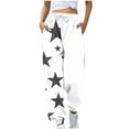 thumbnail image 1 of Stamzod Women's Casual Pants Fashion Star Pritning Elastic Waist Drawstring Long Pants Casual Loose Pants for Women with Pocket on Clearance White B S, 1 of 5