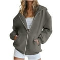 thumbnail image 1 of Stamzod Women's Fashion Hoodies & Sweatshirts Long Sleeve Casual Zip Up Hoodie Women Plus Size Fashion Hooded Sweatshirt Fall Clothes Gray-2 XXL, 1 of 7