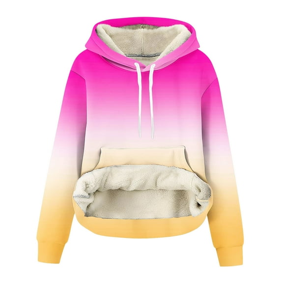 Stamzod Women's Fashion Hoodies & Sweatshirts Winter Long Sleeve Fleece Pullover Women Hoodie 2025 Trendy Fashion Casual Hooded Sweatshirt with Pocket Hot Pink D S