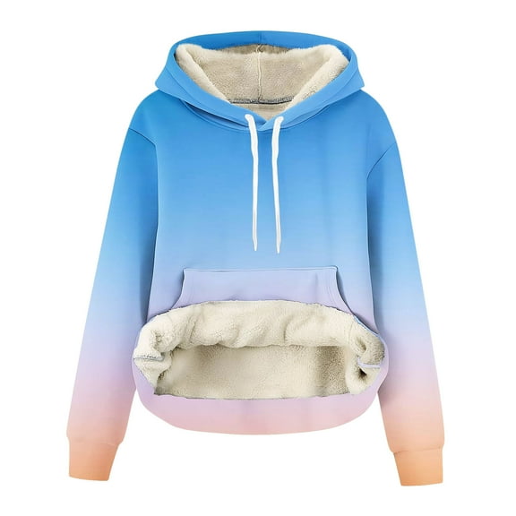 Stamzod Women's Fashion Hoodies & Sweatshirts Winter Long Sleeve Fleece Pullover Women Hoodie 2025 Trendy Fashion Casual Hooded Sweatshirt with Pocket Light Blue D M