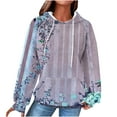 thumbnail image 1 of Stamzod Women's Fashion Printing Pocket Raglan Sweater Hooded Sweater Long Sleeve Top Blue C S, 1 of 5