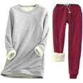thumbnail image 1 of Stamzod Women's Fleece 2 Piece Outfits Long Sleeve Solid Sofy Loungewear Crewneck Pullover Sweatshirt and Pants Winter Thermal Pajama Sets, 1 of 2