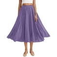 thumbnail image 1 of Stamzod Women's Flowy Maxi Skirt Summer Pleated High Waisted Casual Long Skirts with Pockets Purple B Free Size, 1 of 9