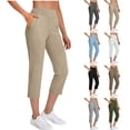 thumbnail image 1 of Stamzod Women's Golf Capri Pants Casual Yoga Dress Work Pants with Pockets Workout Athletic Travel Capris Beige-1 L, 1 of 8