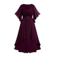 thumbnail image 1 of Stamzod Women's Gothic Flare Sleeve Dress Medieval Vintage Layered Lace-Up Dresses Renaissance Halloween Long Flowy Dresses for Women Red L, 1 of 7