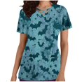 thumbnail image 1 of Stamzod Women's Halloween Scrub Top Cross V Neck Short Sleeve Womens Tops Funny Printed Slim Fit Nurse T-Shirt with Pockets, 1 of 5