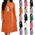 thumbnail image 1 of Stamzod Women's Long Sleeve House Dress Halloween Print Crewneck Sleep Shirt Plus Size Nightgowns for Women L, 1 of 6
