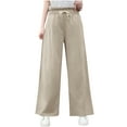 thumbnail image 1 of Stamzod Women's Pants Fashion Solid Color Elastic Waist Drawstring Wide Leg Pants with Pocket Loungewear Casual Loose Palazzo Pants for Women Beige XL, 1 of 5