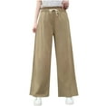 thumbnail image 1 of Stamzod Women's Pants Fashion Solid Color Elastic Waist Drawstring Wide Leg Pants with Pocket Loungewear Casual Loose Palazzo Pants for Women Khaki XL, 1 of 5
