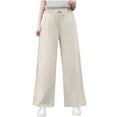 thumbnail image 1 of Stamzod Women's Pants Fashion Solid Color Elastic Waist Drawstring Wide Leg Pants with Pocket Loungewear Casual Loose Palazzo Pants for Women White XXXL, 1 of 5