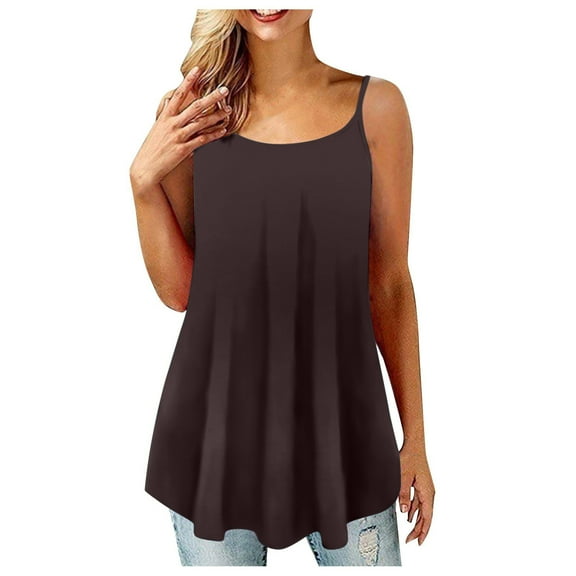 Stamzod Women's Plus Size Tank Tops Casual Loose Solid Color Vest Sleeveless Blouse Camisole