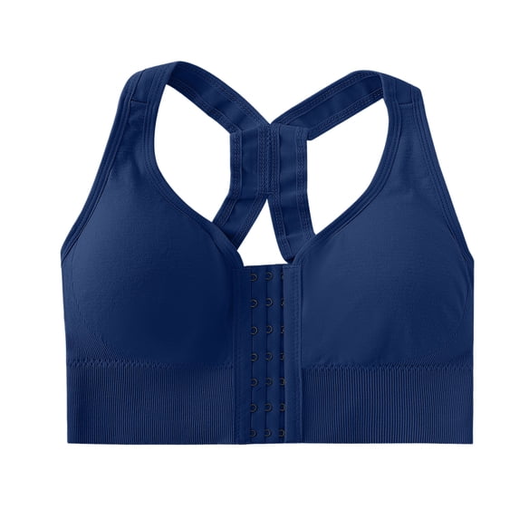 Stamzod Women's Racerback Sports Bra Front Closure Wireless Push Up Bra No Underwire Supportive Workout Bras for Women