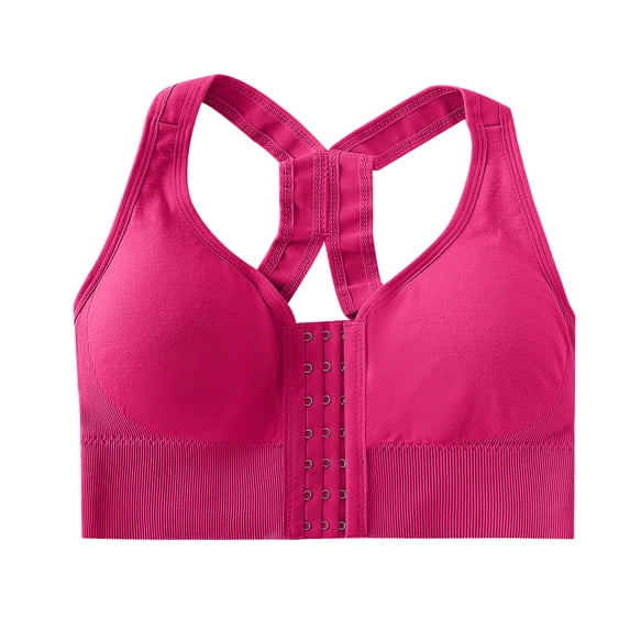 Stamzod Women's Racerback Sports Bra Front Closure Wireless Push Up Bra No Underwire Supportive Workout Bras for Women