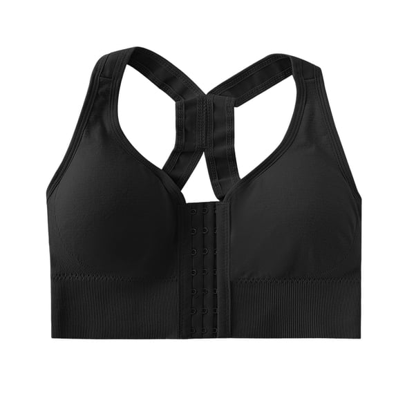 Stamzod Women's Racerback Sports Bra Front Closure Wireless Push Up Bra No Underwire Supportive Workout Bras for Women