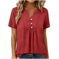 thumbnail image 1 of Stamzod Women's Short Sleeve Shirts Business Dressy Summer Tops 2026 Trendy Casual Work Outfits Blouses Red L, 1 of 9