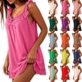 thumbnail image 1 of Stamzod Women's Sleeveless Nightgown Ruffled Lace Trim Night Dress V-Neck Wide Strap Tank Night Gowns Sleepwear S, 1 of 7