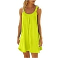 thumbnail image 1 of Stamzod Women's Summer Casual Dresses Solid Color Pleated Beach Cover Up Tank Dress Sleeveless Ruffle Hem Flowy Plain T Shirt Sundresses, 1 of 5