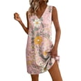 thumbnail image 1 of Stamzod Women's Summer Sundress Casual V Neck Sleevless Floral Mini Dress Plus Size Beach Dresses with Pockets Pink B L, 1 of 7